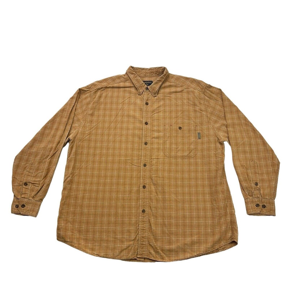 Woolrich Shirt Mens 2XL Brown Plaid Long Sleeve Button Down Cotton Outdoors